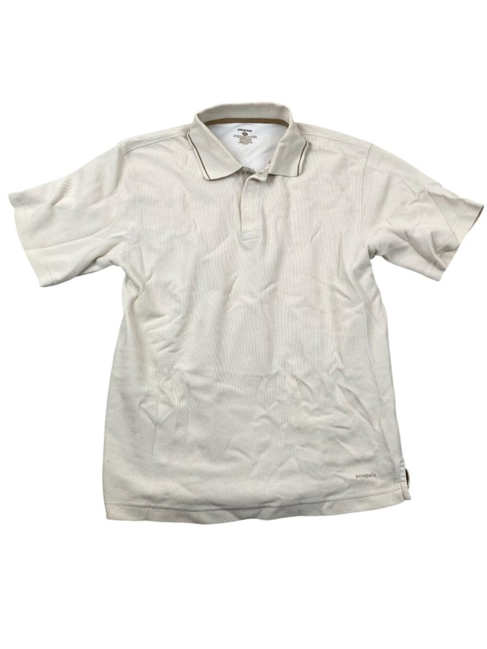 Patagonia Mens Pique Vitaliti Polo Shirt Size XS Short Sleeve Cream Performance